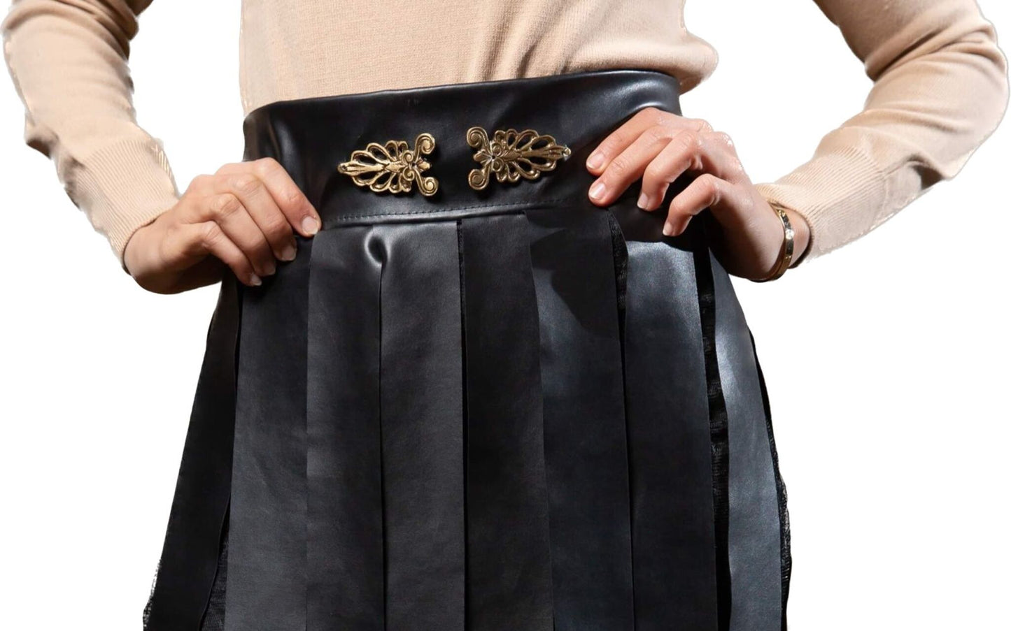 Flatter My Waist Striped Leather Skirt