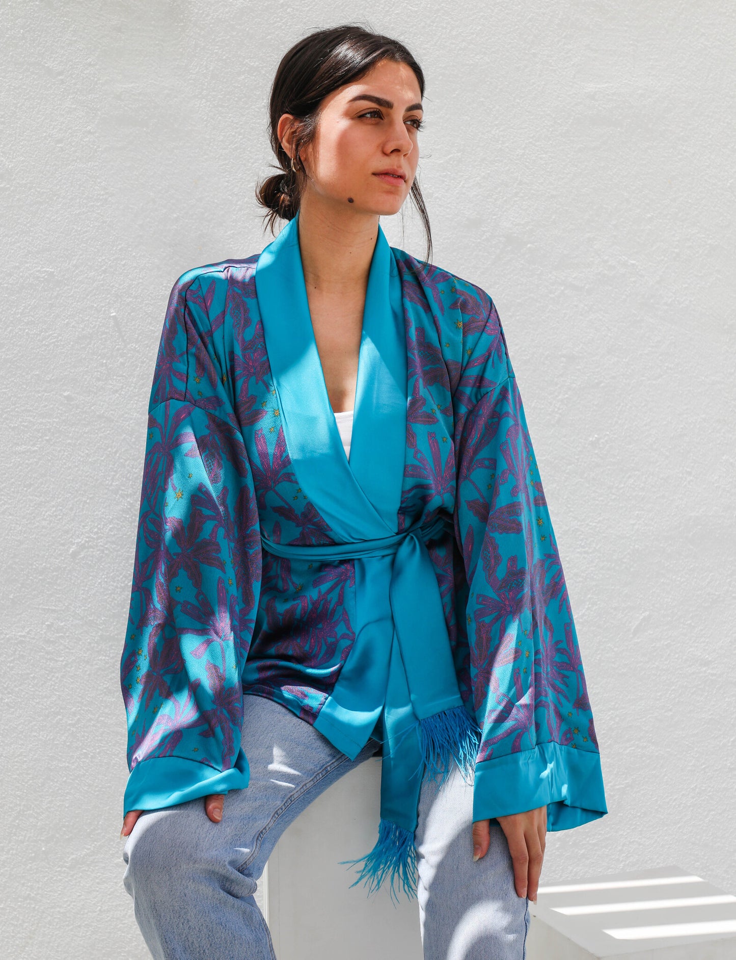 Patterned Turquoise Kimono