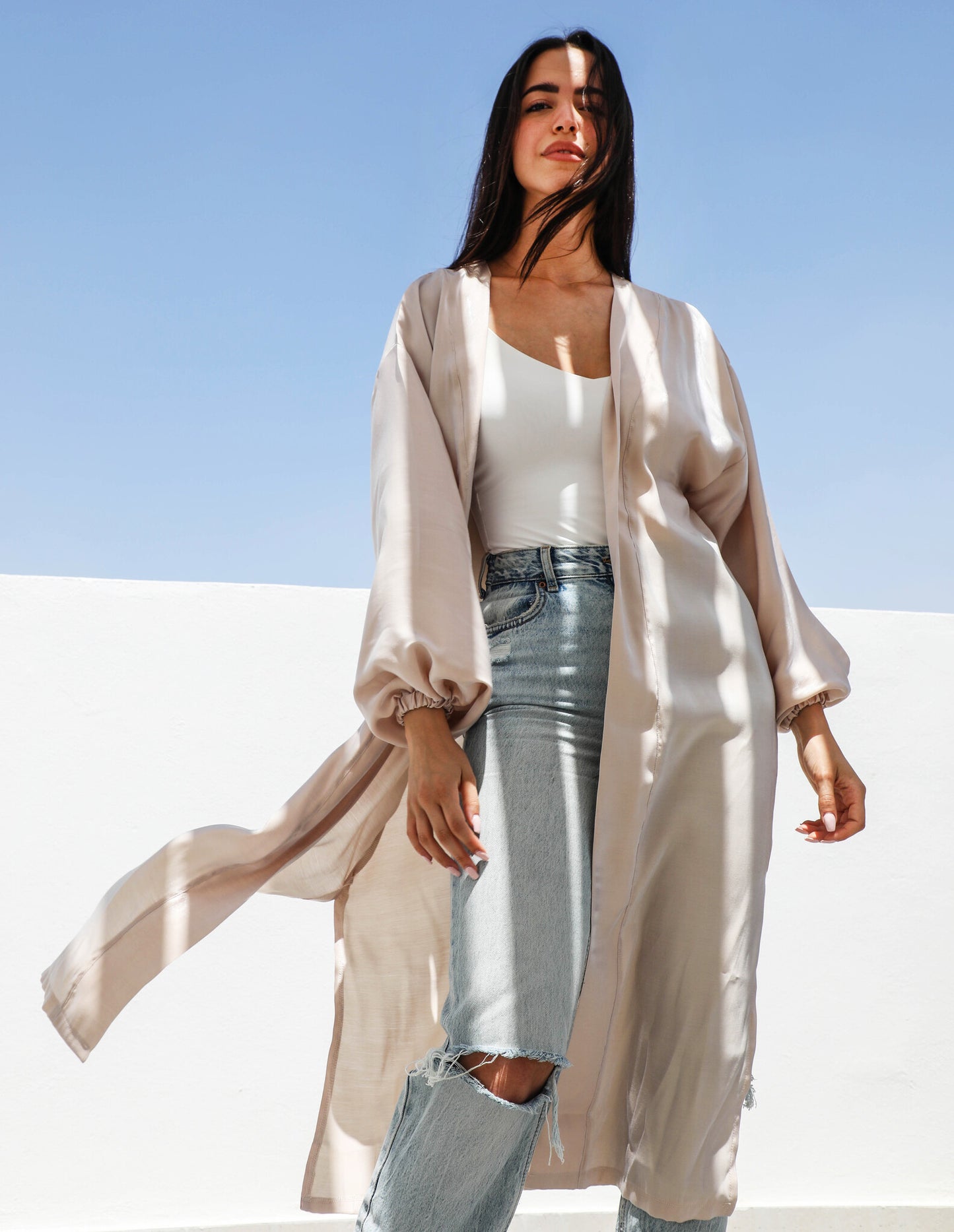 Beige Shinny Cardigan