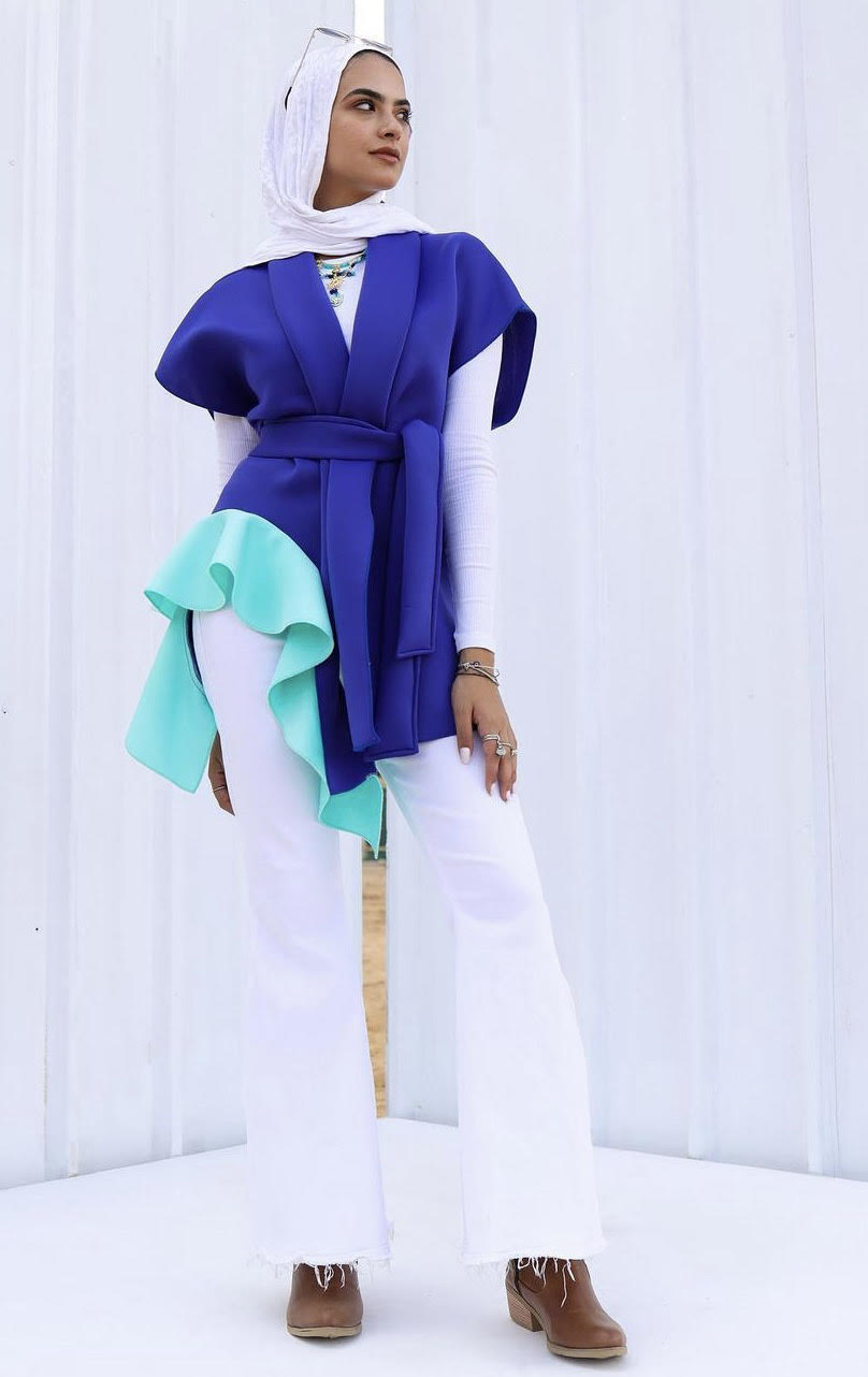 Ruffled Vest in Blue