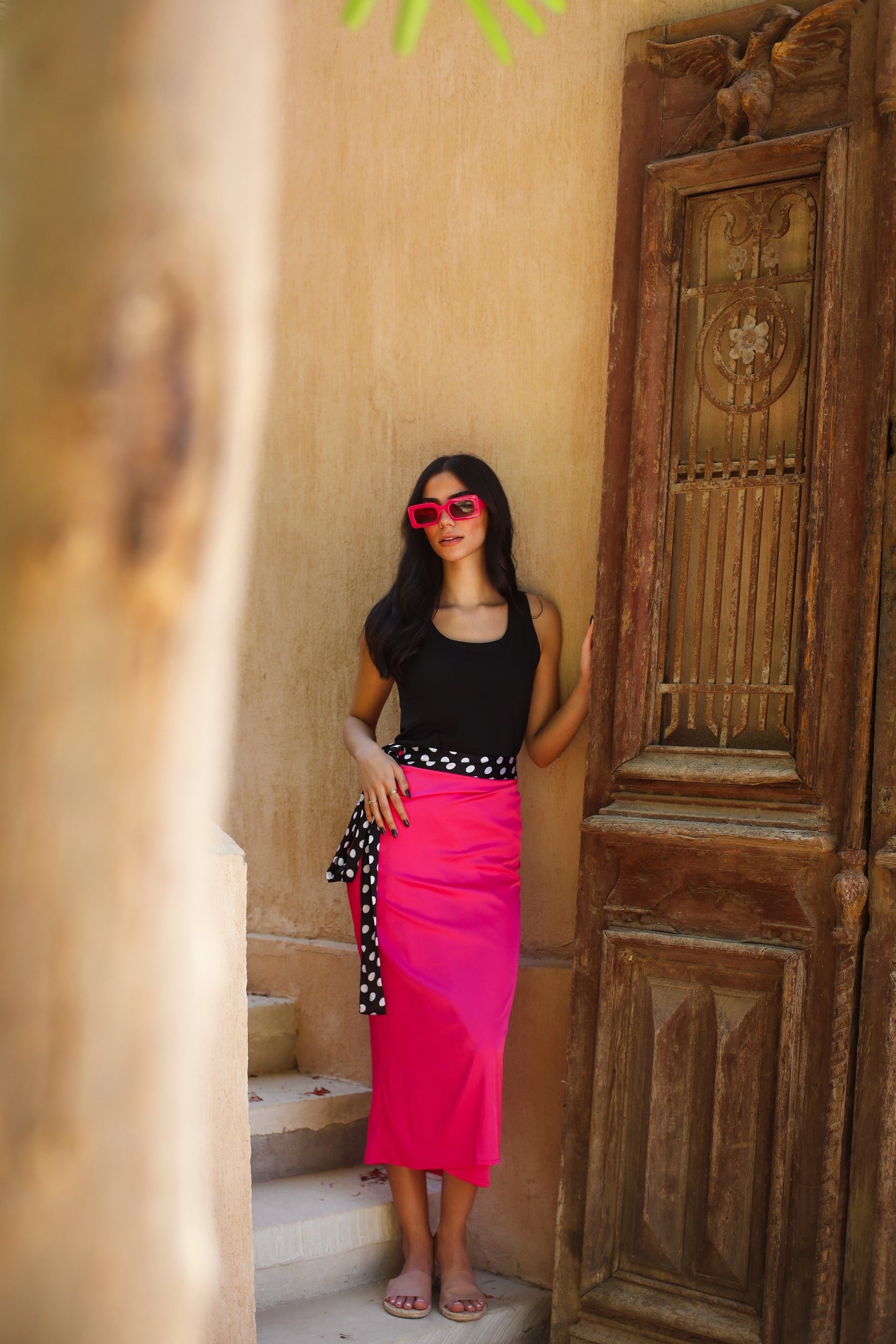 POLKA DOTS MY WRAP SKIRT IN FUCHSIA