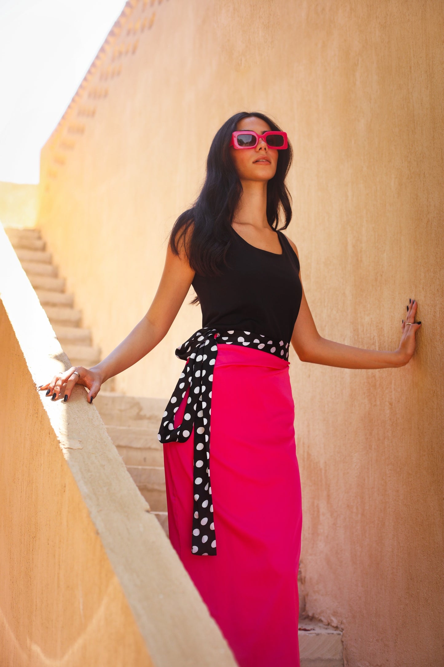 POLKA DOTS MY WRAP SKIRT IN FUCHSIA
