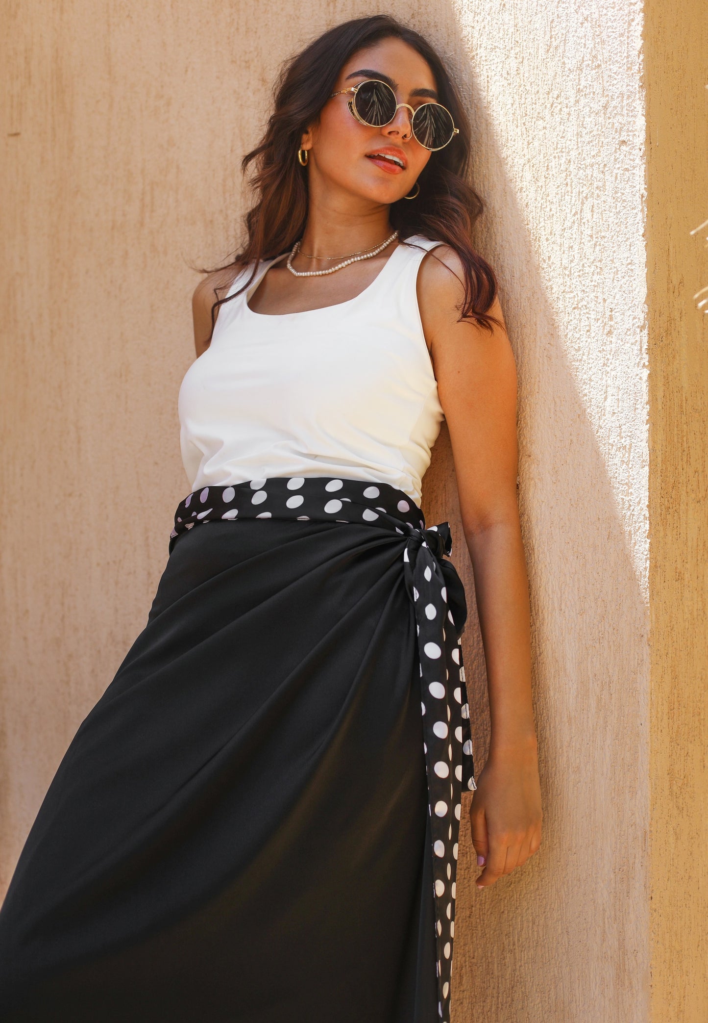 POLKA DOTS MY WRAP SKIRT IN BLACK