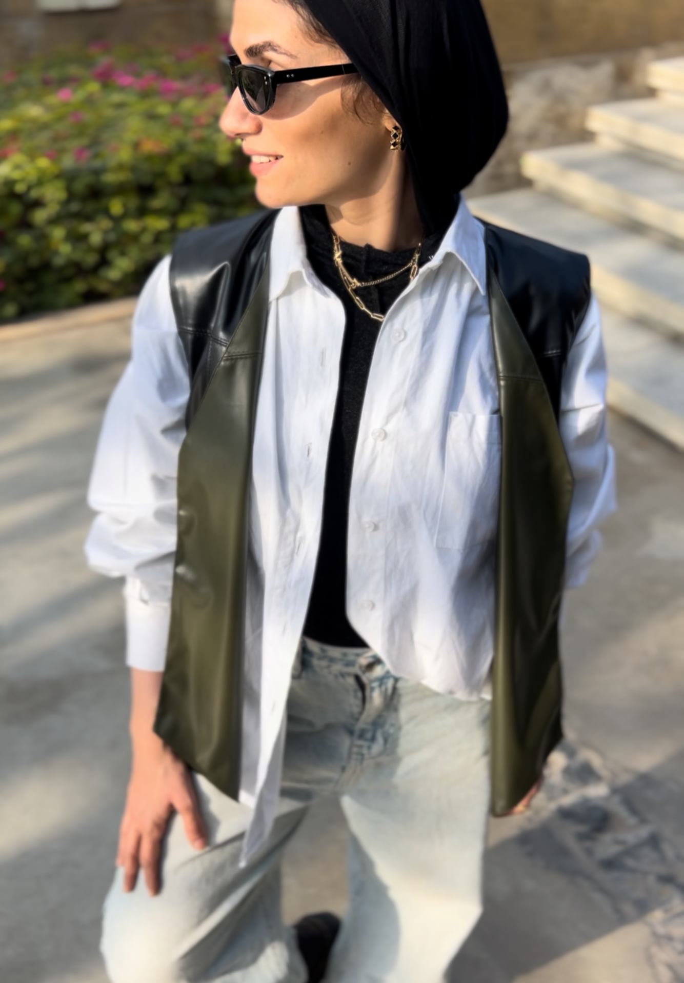 Reverse black x olive vest