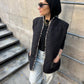 Leopard lining puffed star in black
