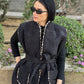 Leopard lining puffed star in black
