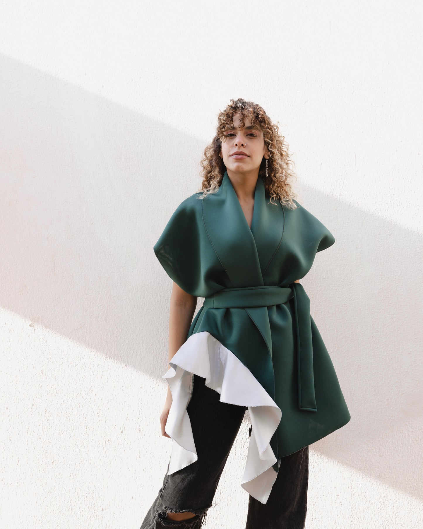 Ruffled Vest in Green