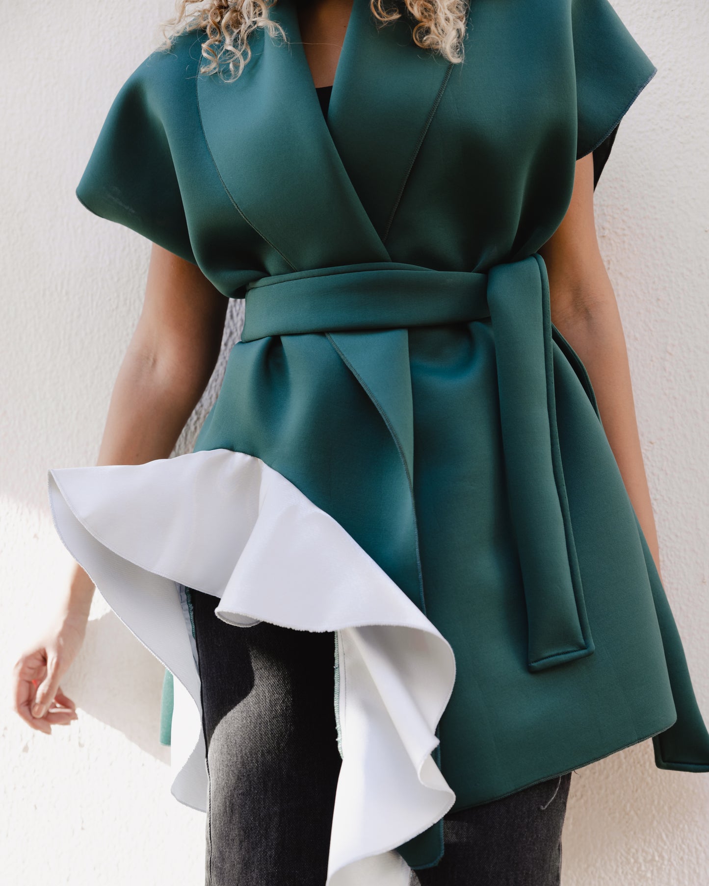 Ruffled Vest in Green