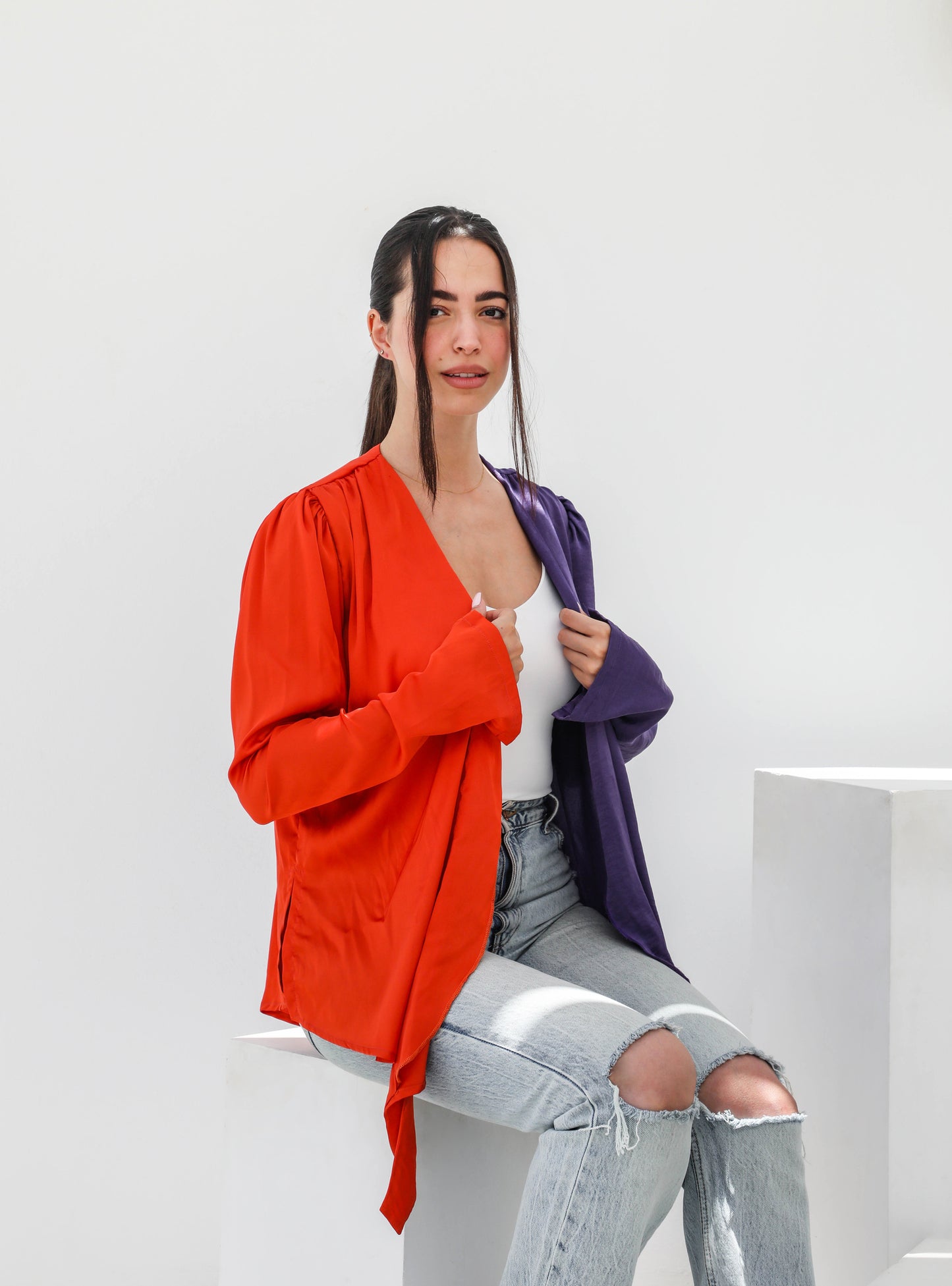 Purple X Orange Kimono to Wrap