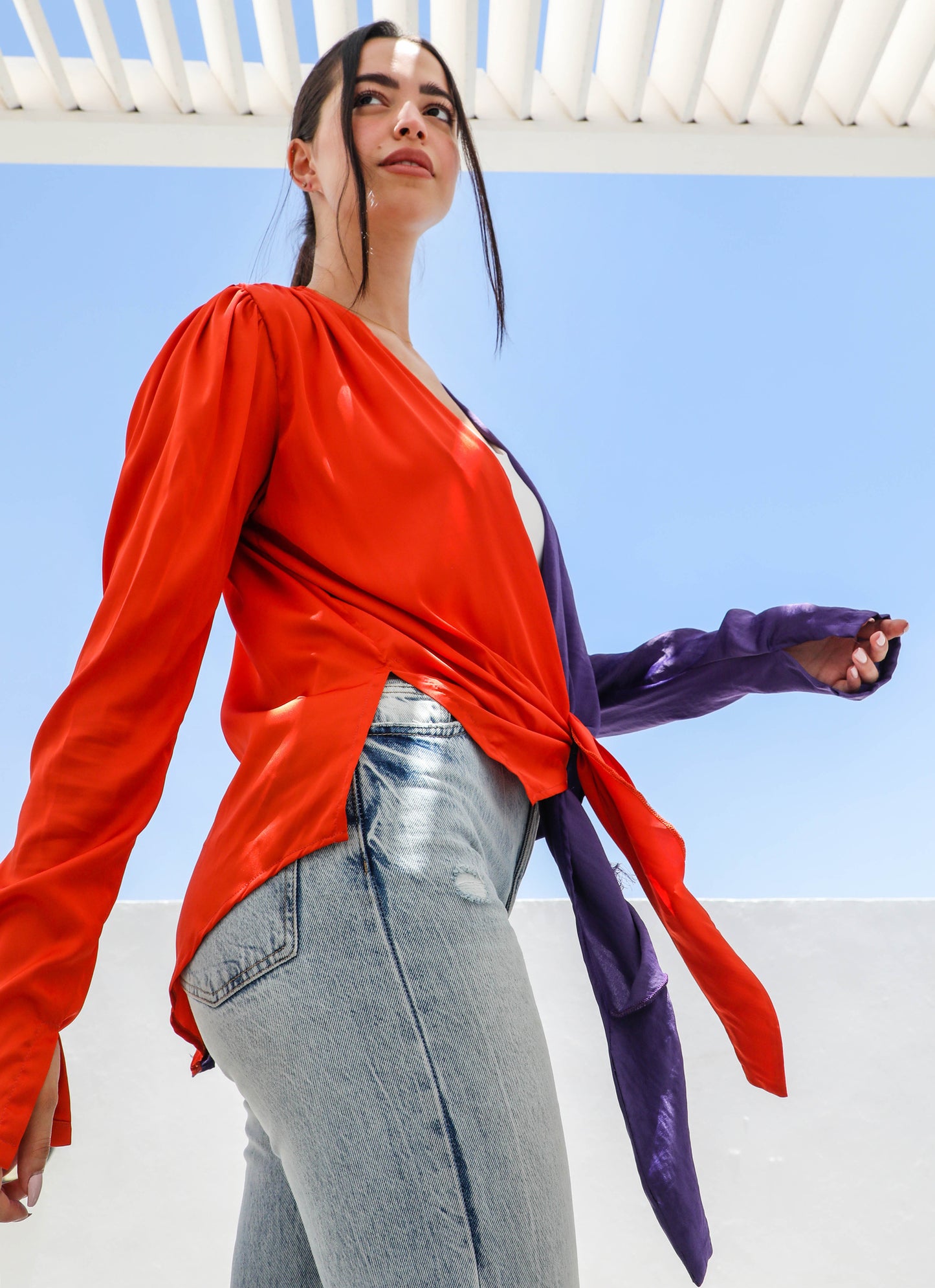 Purple X Orange Kimono to Wrap