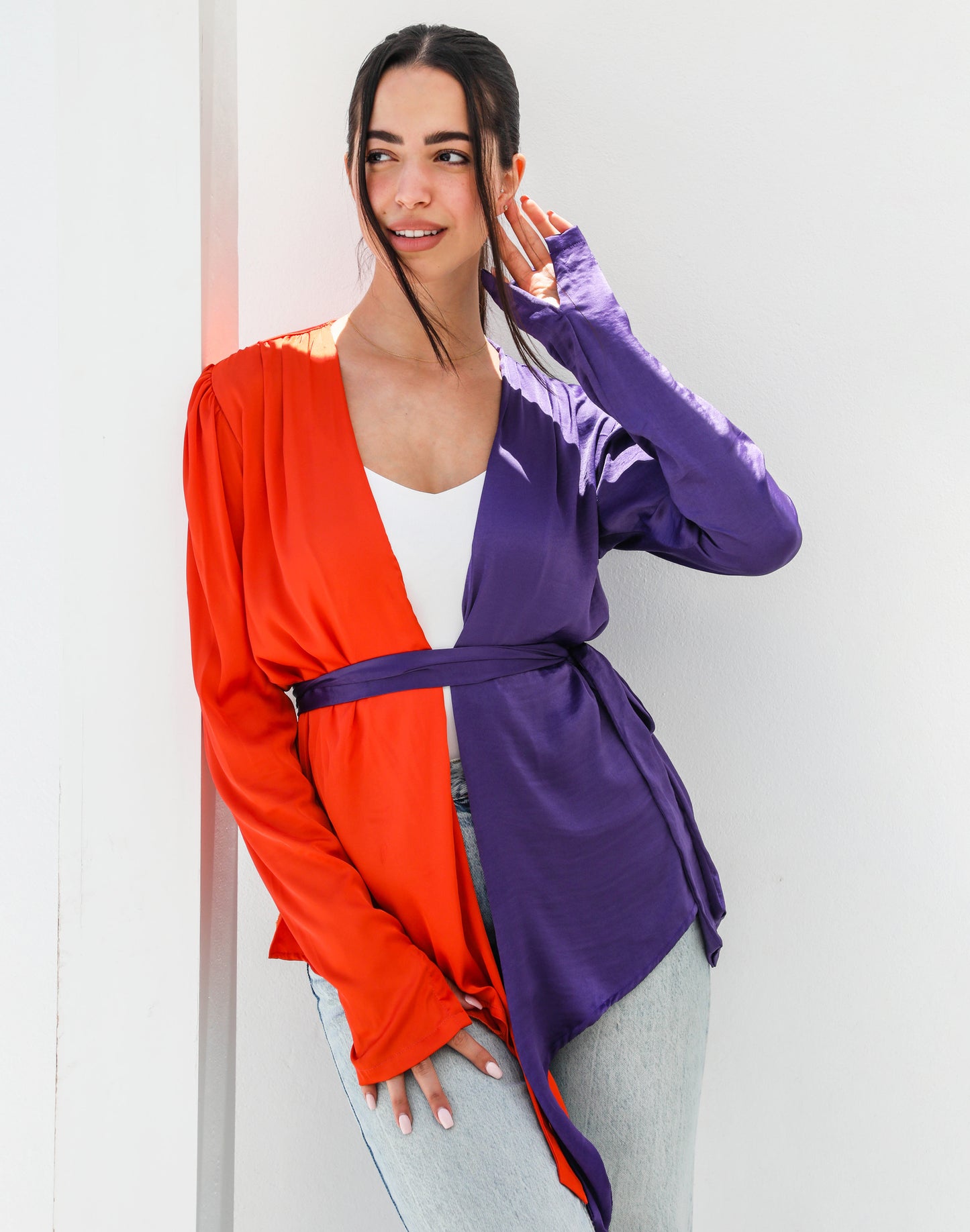 Purple X Orange Kimono to Wrap