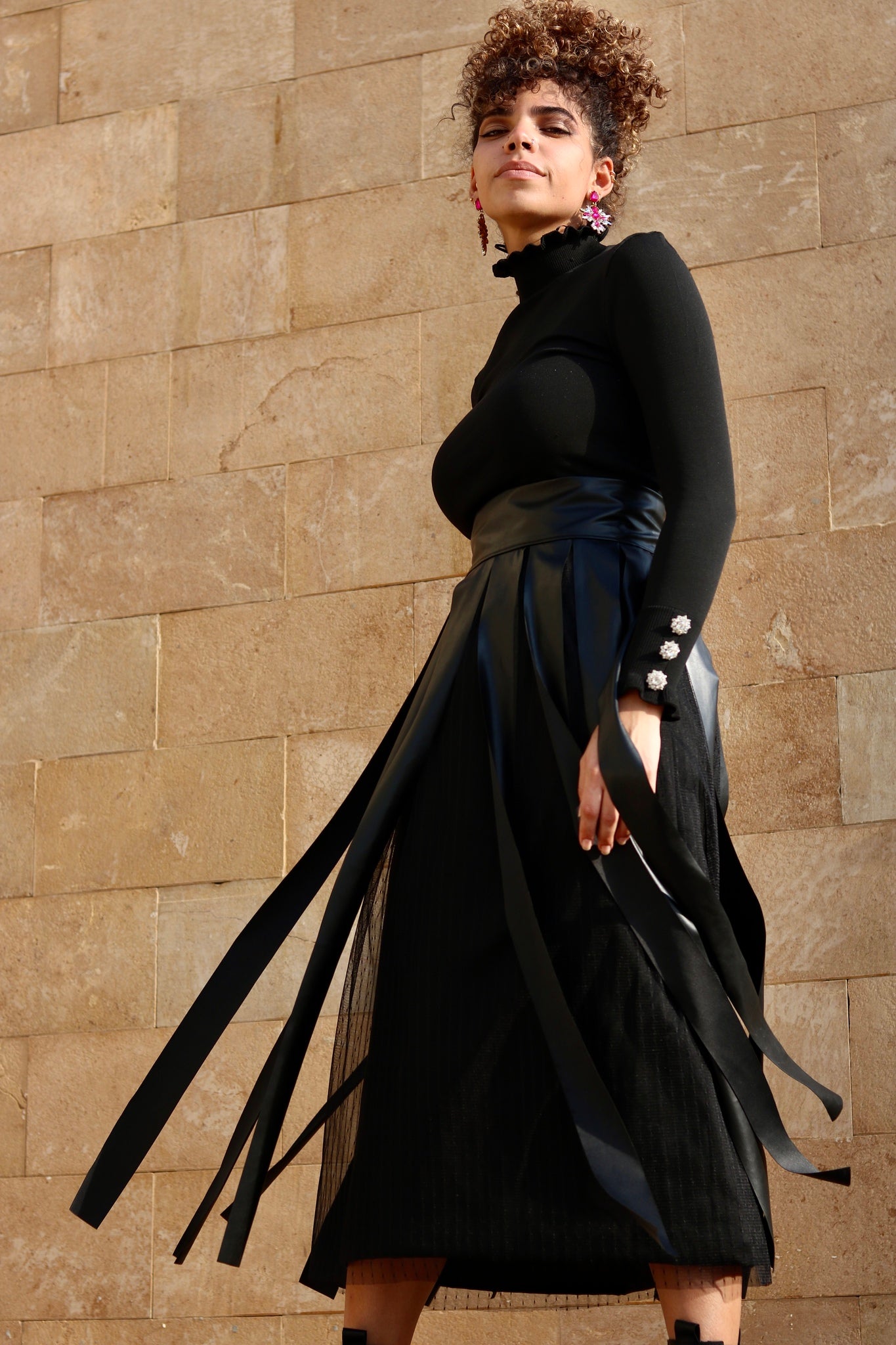 Striped Leather Skirt