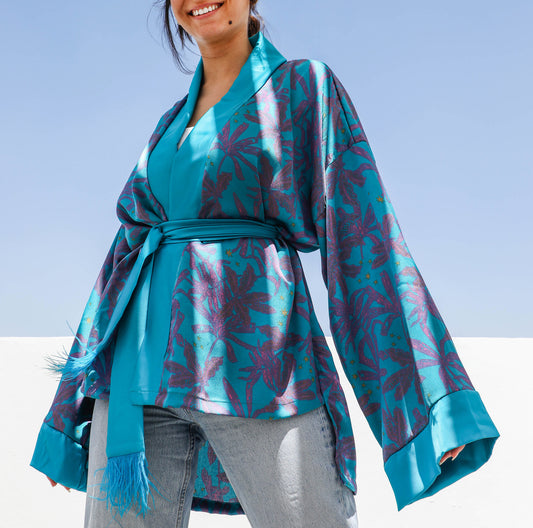 Patterned Turquoise Kimono