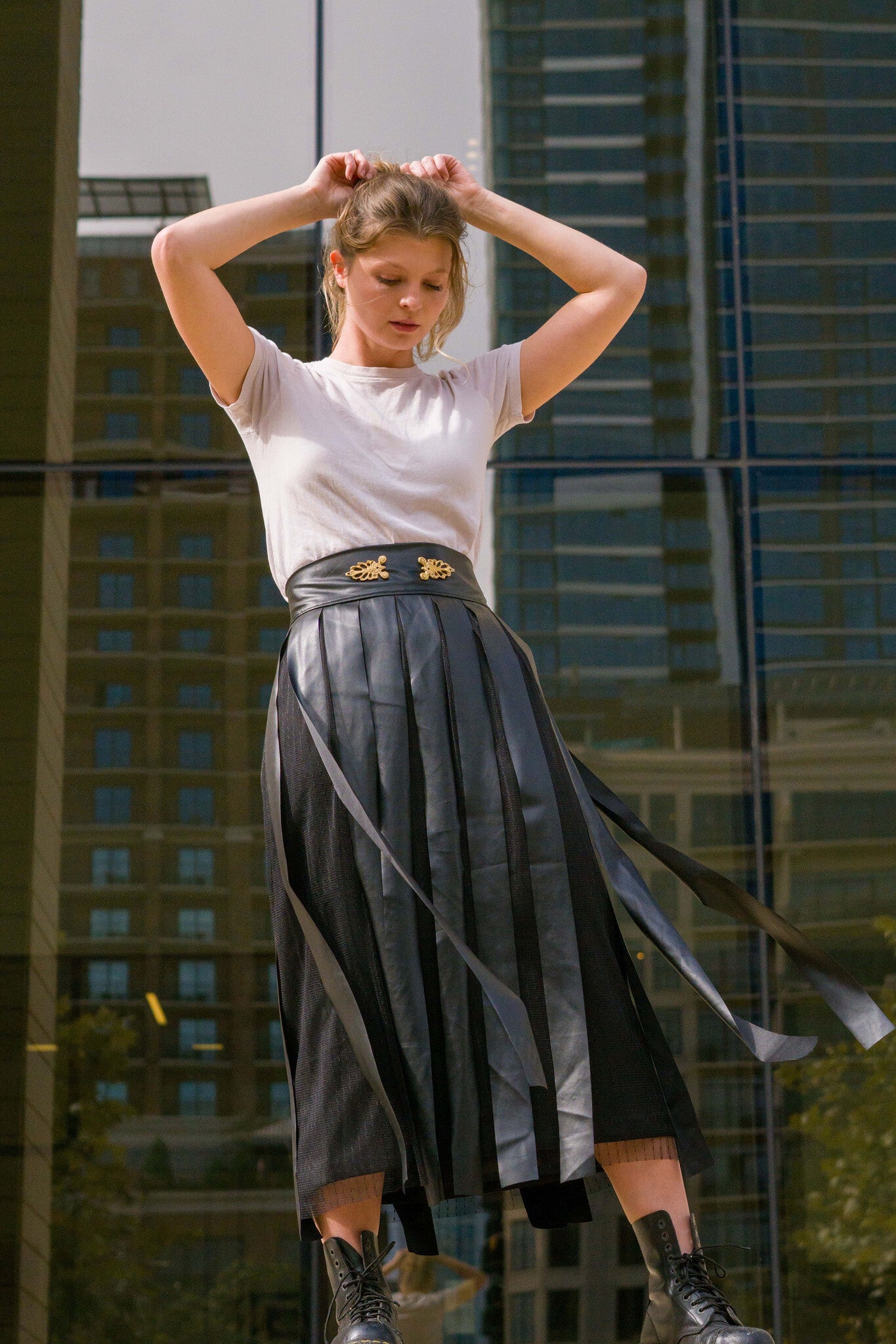 Flatter My Waist Striped Leather Skirt