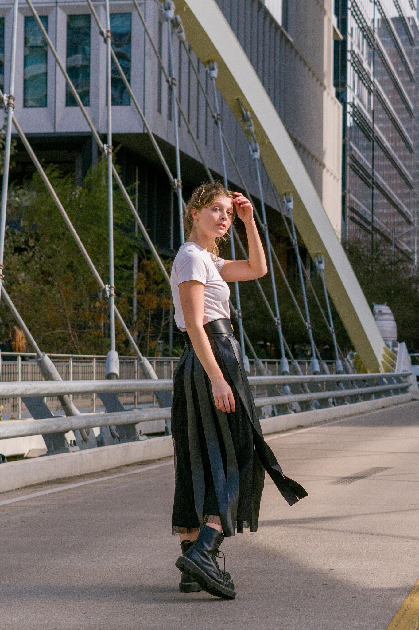 Flatter My Waist Striped Leather Skirt