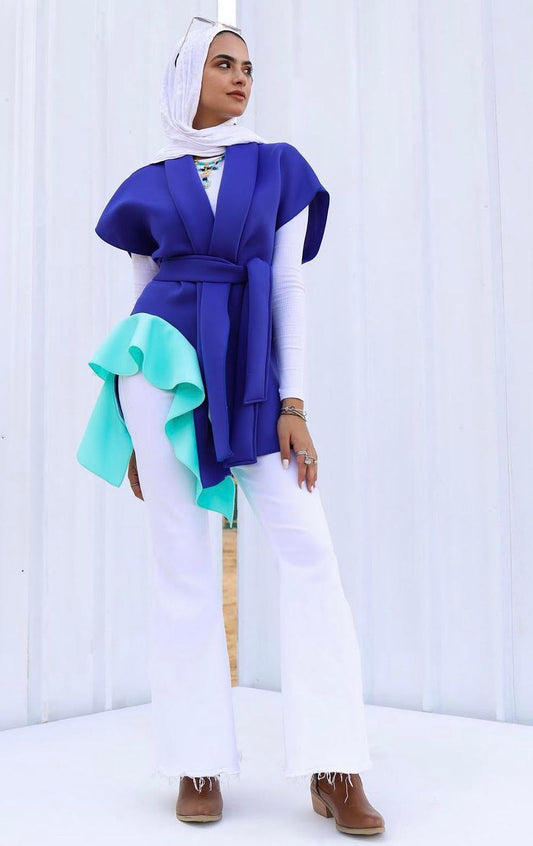 Ruffled Vest in Blue